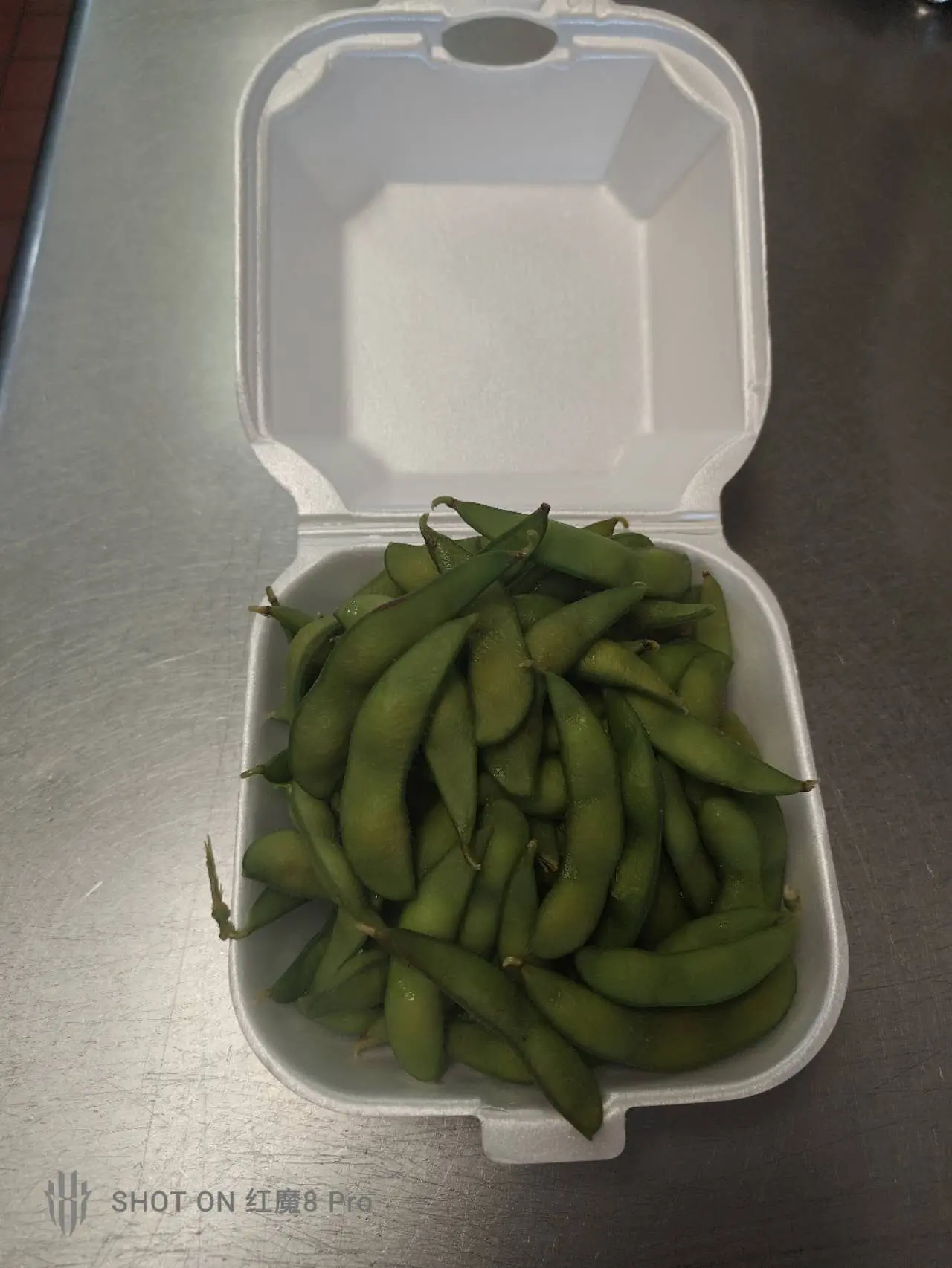 Boiled seasoned edamame pods at New Panda Restaurant, a Chinese Restaurant in Garner