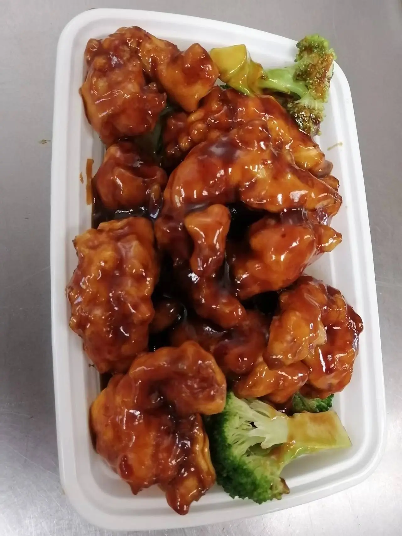 Glazed chicken chunks with broccoli at New Panda Restaurant, a Chinese Restaurant in Garner